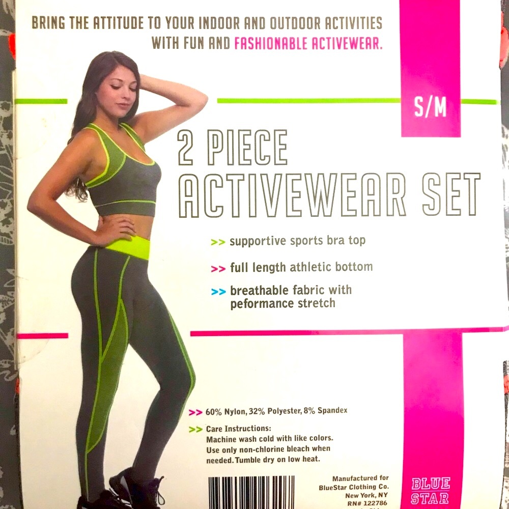 Blue Star 2-piece racerback top & leggings neon orange & gray Small/medi…